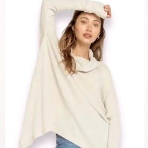 FREE PEOPLE Juicy long sleeved cowl neck split back; thermal stone size Large